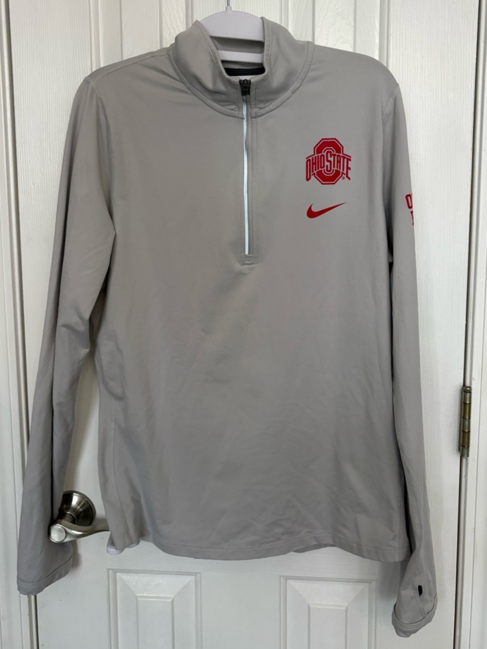 Women’s Nike Gray Quarter-Zip with Red Ohio State Logo Sz L Football Sports